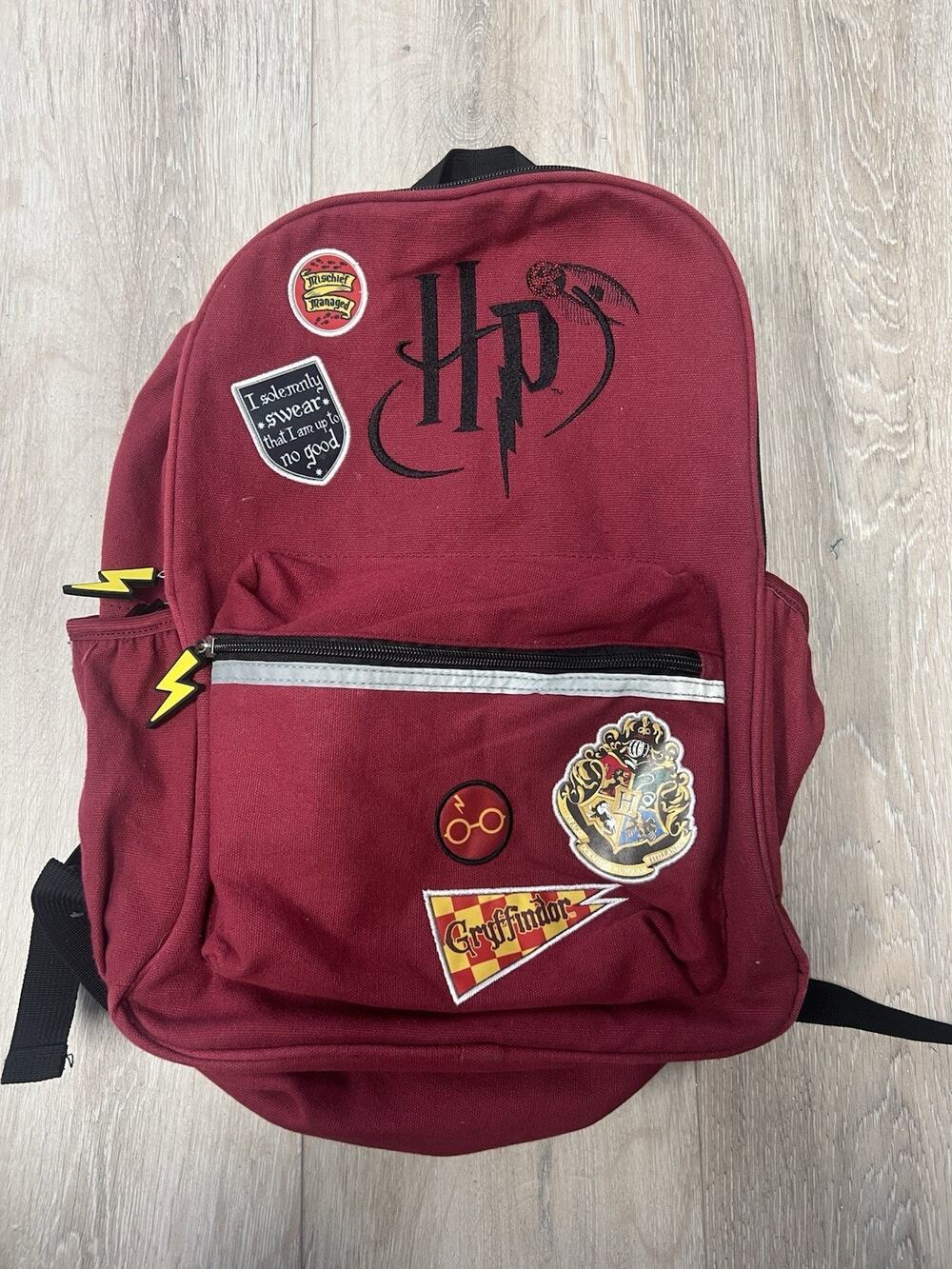 Harry Potter Gryffindor Backpack Burgundy HP Hogwarts Laptop Book Bag Patches